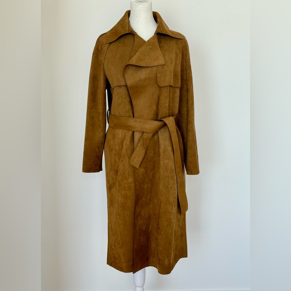 Banana Republic Faux Suede Tan Trench Coat